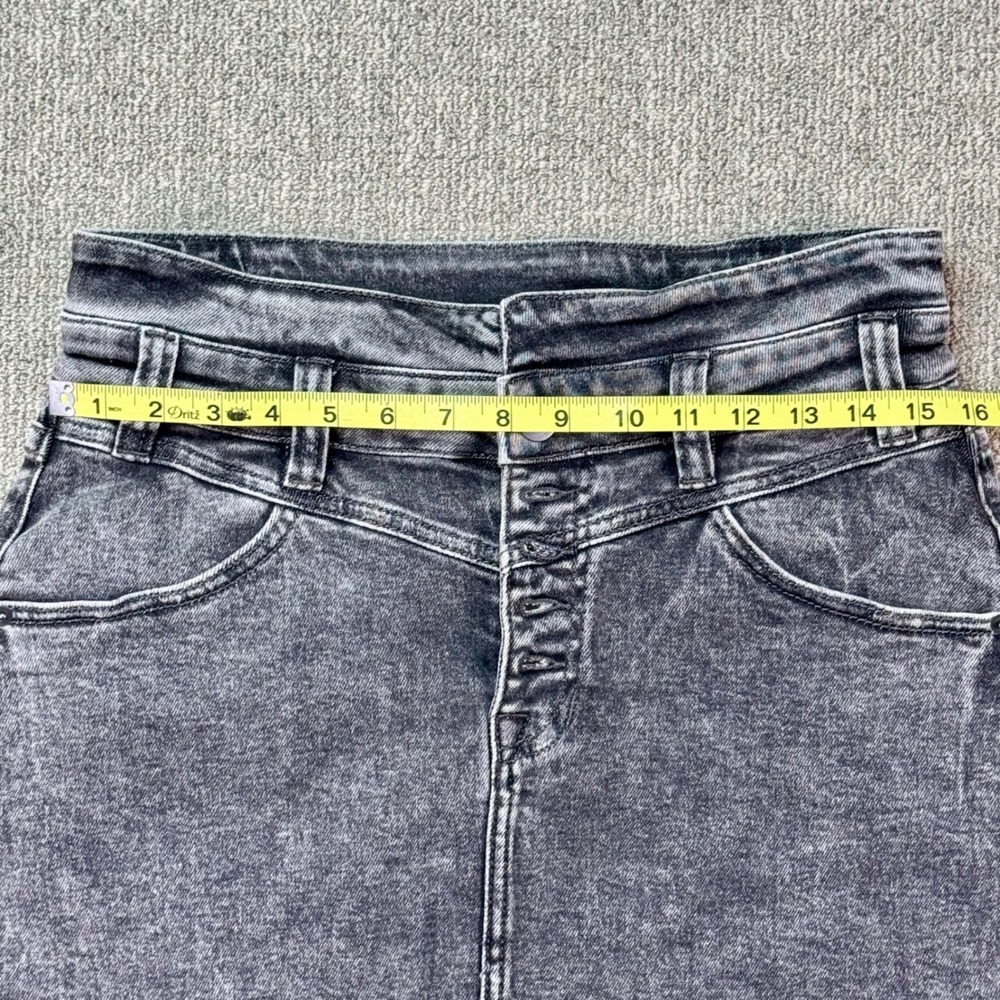 Rock & Roll Denim High Rise Button Front Stretch Skirt Size 30 Black‎ Wash - Picture 9 of 10